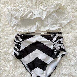 Black and White Chevron Bikini Set